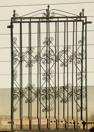 Antique Wrought Iron Fence Panel Victorian Ornate Fence 3 Ft 10 In X 6 Ft.  Gate