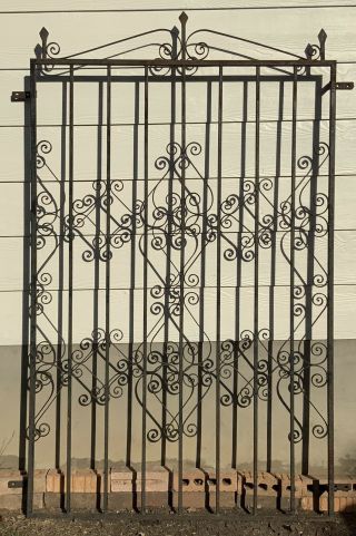 Antique Wrought Iron Fence Panel Victorian Ornate Fence 3 ft 10 in X 6 ft.  Gate 2