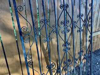 Antique Wrought Iron Fence Panel Victorian Ornate Fence 3 ft 10 in X 6 ft.  Gate 3