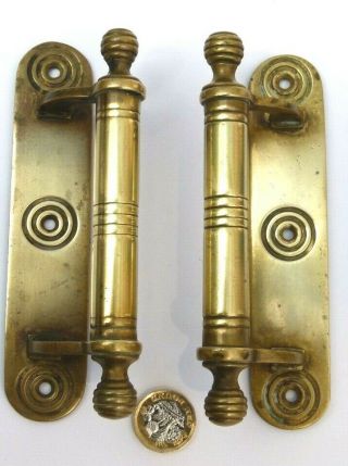Pair Splendid Antique Arts&crafts Brass Door Pull Handles Window Sash Ref90