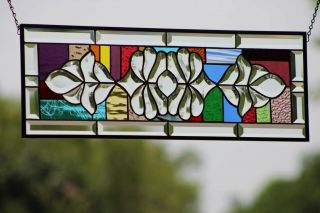 Stained Glass Beveled Window Hanging,  Contemporary Panel,  Transom/sidelight