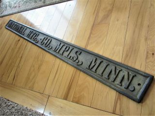 BIG Antique Cast Iron NATIONAL HEATING CO Sign Advertising Minneapolis MN Plaque 2