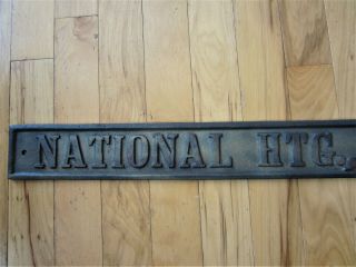 BIG Antique Cast Iron NATIONAL HEATING CO Sign Advertising Minneapolis MN Plaque 3