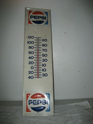 Vintage Pepsi Cola Metal Advertising Thermometer Stout Sign 28  X 7