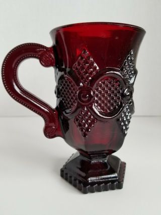Avon 1876 Cape Cod Ruby Red Glass Footed Mug
