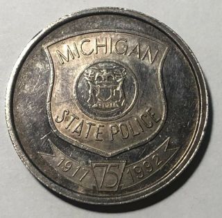 1 Ounce.  999 Silver Round Coin - Msp Michigan State Police 75th Anniversary 1992