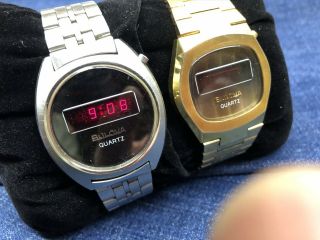 Two Vintage Bulova Digital Led N6 Watches (n - 108 & N - 111)