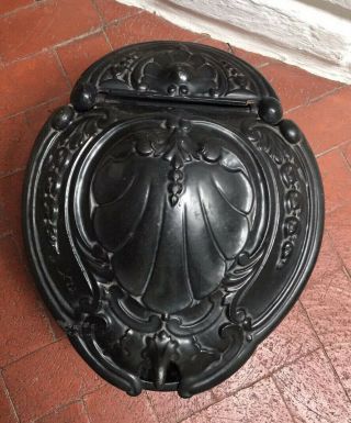 Antique French Victorian Cast Iron Fireplace Hearth Coal Hod Scuttle Shell