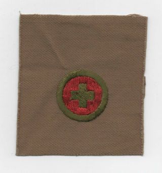 First Aid Merit Badge,  Type Aa (1911 - 19),  Uncut 3 X 3 5/16 " Full Square,