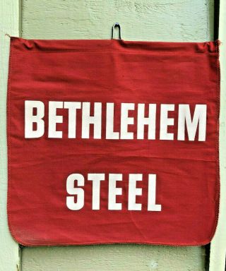 Vintage Bethlehem Steel Mill Double Sided Flag Sign Banner Americana Iron Ore