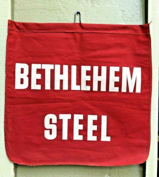 Vintage Bethlehem Steel Mill Double Sided Flag Sign Banner Americana Iron Ore 2