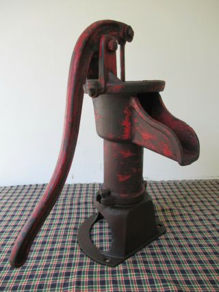 Antique Water Well Pump Vintage Cast Iron Red Paint Goulds Pumps Inc,  Ny