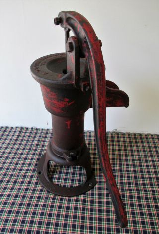 Antique Water Well Pump Vintage Cast Iron Red Paint GOULDS PUMPS INC,  NY 3