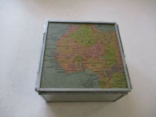 Vintage Glass Trinket Box - Made In India - Map Of Africa