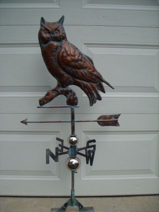 Owl Weathervane Antique Copper Finish Bird Weather Vane Hand Crafted 2
