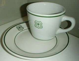 Vintage Us Forest Service Coffee Cup And Saucer By Jackson Custom China Co.