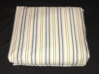 Fab Vintage Ralph Lauren White W Blue Stripe Cotton King Fitted Sheet Italy