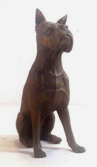 Vintage Solid Cast Bronze Boxer Figurine 5.  75 " Tall