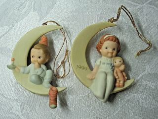 Enesco Memories Of Yesterday Porcelain Boy And Girl Ornaments