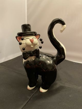Whimsiclay 2002 Amy Lacombe Groom Cat Figure Wedded Bliss 86090 Black Tuxedo
