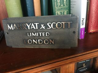 Vintage Art Deco Cast Bronze Machine Plate “Marryat & Scott” 2