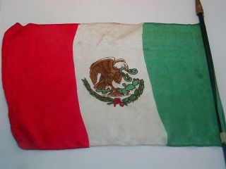 Antique Mexico Parade Flag C1917 - 1934,  Silk,  " Official National Variant " 17 " X11 "