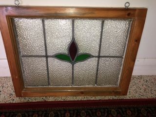 Antique Bungalow Stained Leaded Slag Glass Window Craftsman Arts & Crafts