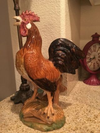 Large Ceramic Rooster Figurine Tuscan Farmhouse Country Kitchen Decor 15 " H