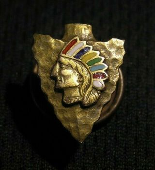 Antique Iorm 10k Gold Improved Order Of Red Men Pin - Native American Indian