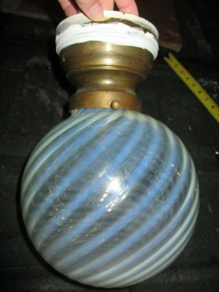 Antique White Swirl Opalescent Glass Globe Light Fixture C & H Mining Calumet Mi
