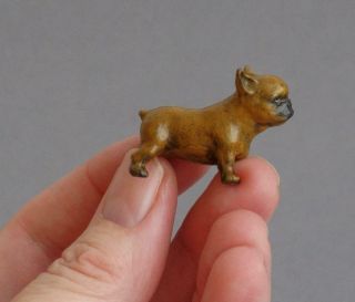 Vintage Cold Painted Bronze Cute Puppy Dog French Bulldog Miniature Frenchie