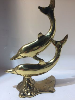 Vintage Brass Dolphin Statue Figurine 11 1/2 " Tall