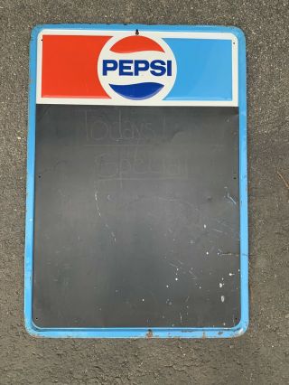 Vintage Metal Pepsi Chalkboard Sign Embossed B 26.  75x18.  75