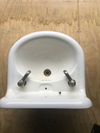 Antique Cast Iron White American Standard Bathroom Sink - 19 W - 16 D - w/ BRACKE 3