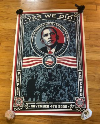 President Barack Obama " Yes We Did " Poster Shepard Fairey 36 " X 24 " Nm