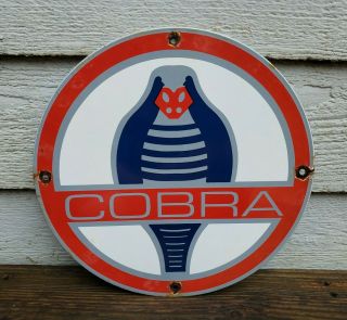 Vintage Ford Motor Co Porcelain Cobra Sales & Service Gas Automobile Car Sign