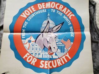 Vintage Democratic Campaign Poster,  Vote Democratic for Security,  Florida Flag 2