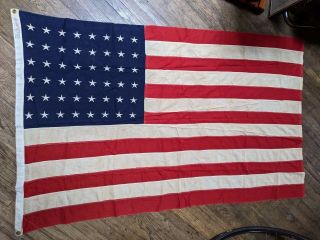 Vintage 48 Star American Usa Flag 4 X 6 Feet - Embroidered Stars Bull Dog Bunting