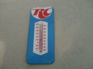 Vintage Metal Rc Royal Crown Cola Thermometer Sign Soda Pop 13.  5 " X 5.  75 "