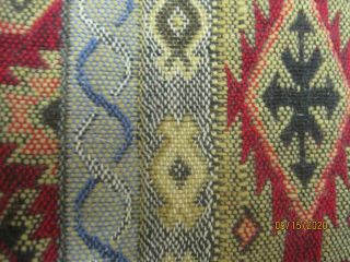 Vintage Afghanistan hand woven wool blend Blanket Rug red blue grey cream brown 3