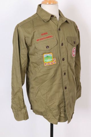 Vintage 50s Bsa Boy Scouts Sanforized Uniform Shirt Usa Mens Size 14.  5 Small