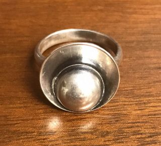 Vintage Niels Erik From Early Danish Modernist Sterling Silver Ring Size 4.  5