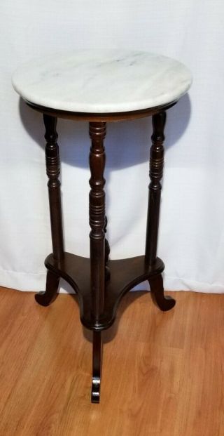 Vintage Round Marble Top Plant Stand Victorian Style Table