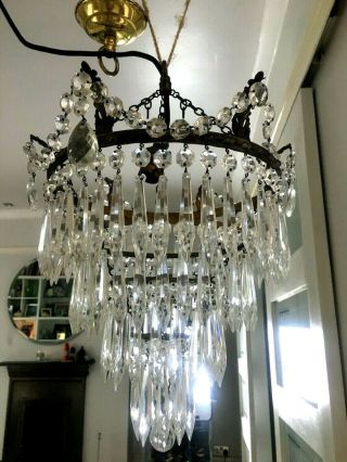 Antique Waterfall Icicle Crystal Chandelier