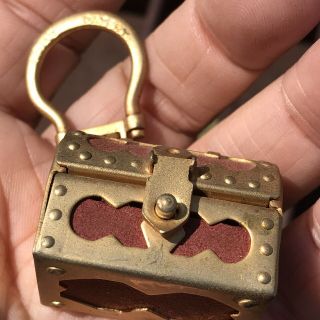 Miniature Vintage Hinged Treasure Chest Key Ring Made In Italy