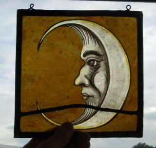 Vintage Stained Glass Fragment Of A Moon.