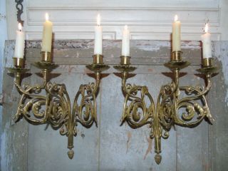 French A Patina Bronze Wall Candle Holders Gorgeous Antique