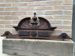 Antique French Victorian Carved Wood Architectural Wall Door Pediment