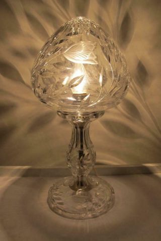 Vintage Abp American Brilliant Period Cut Glass Tulip Mushroom Table Lamp 15 "