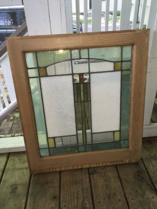 Antique Arts & Crafts Stained Leaded Glass Window Circa Early 1900’s Bungalow